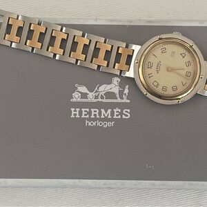 Hermès clipper horloger Gold and Silver Watch WORKING + WITH BOX